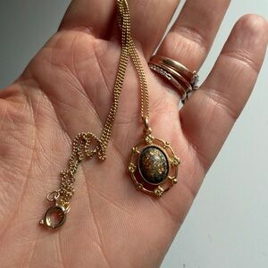 Elegant Vintage Gold Plated Victorian Dainty Pendant Necklace